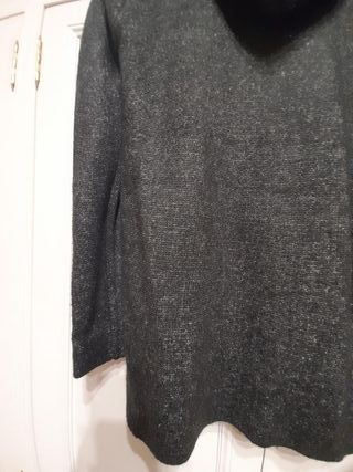 Chaqueta abrigo largo capucha negro blanco talla M