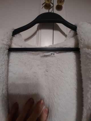 Chaqueta abrigo largo capucha negro blanco talla M