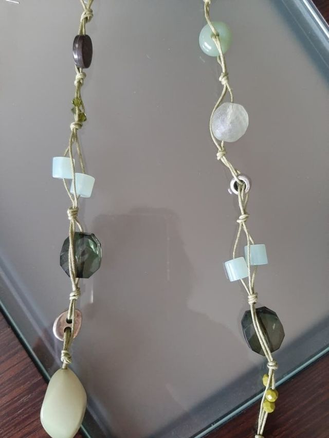 Collar y pendientes boho verde nuevos