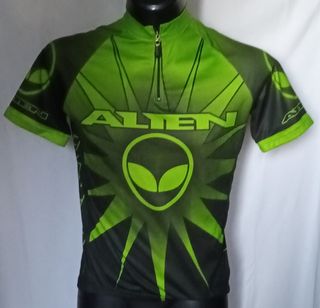Ciclismo Maglia Gear Alyen Nero Verde Fluo Tg. S