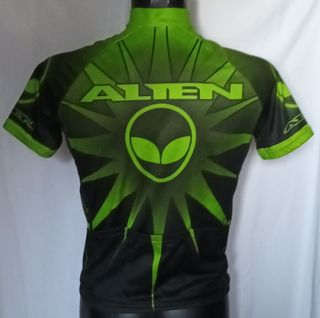 Ciclismo Maglia Gear Alyen Nero Verde Fluo Tg. S