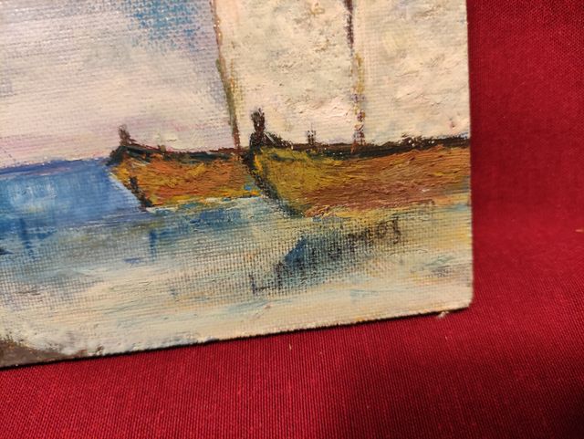 QUADRO OLIO SU TAVOLA “BARCHE A VELA”