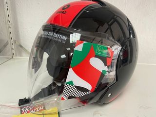 Casco moto jet marca shiro 64 rojo negro brillo