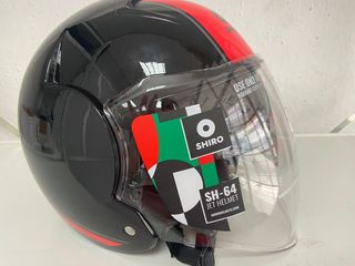 Casco moto jet marca shiro 64 rojo negro brillo
