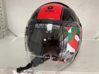 Casco moto jet marca shiro 64 rojo negro brillo