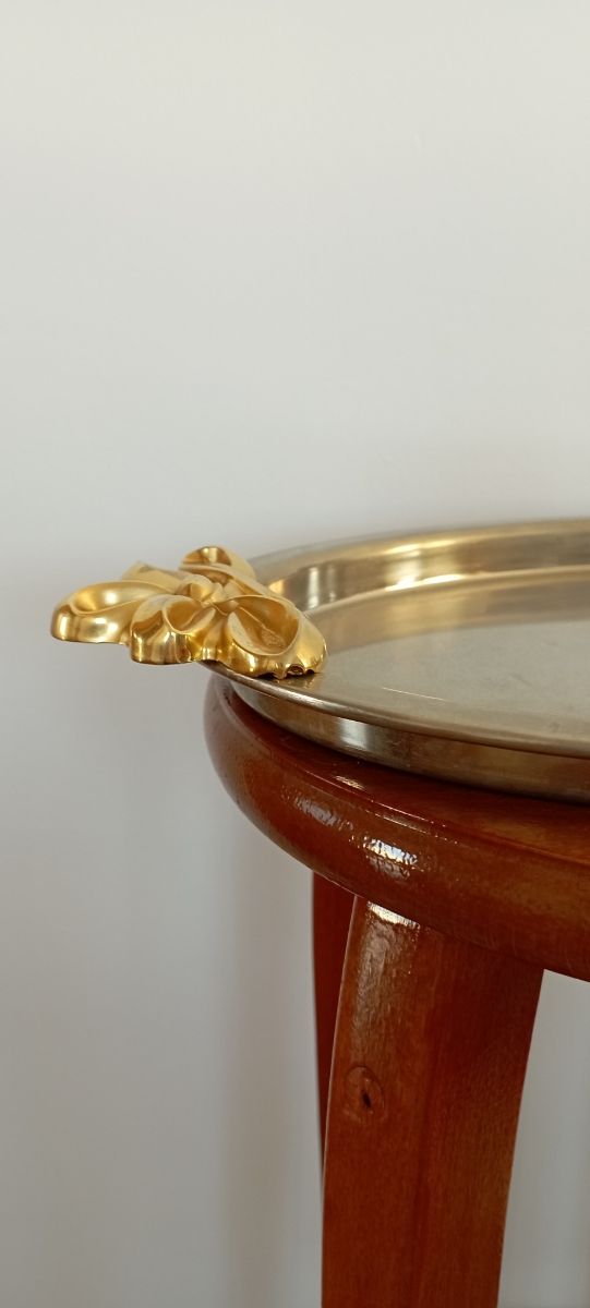 Bandeja vintage plateada con asas