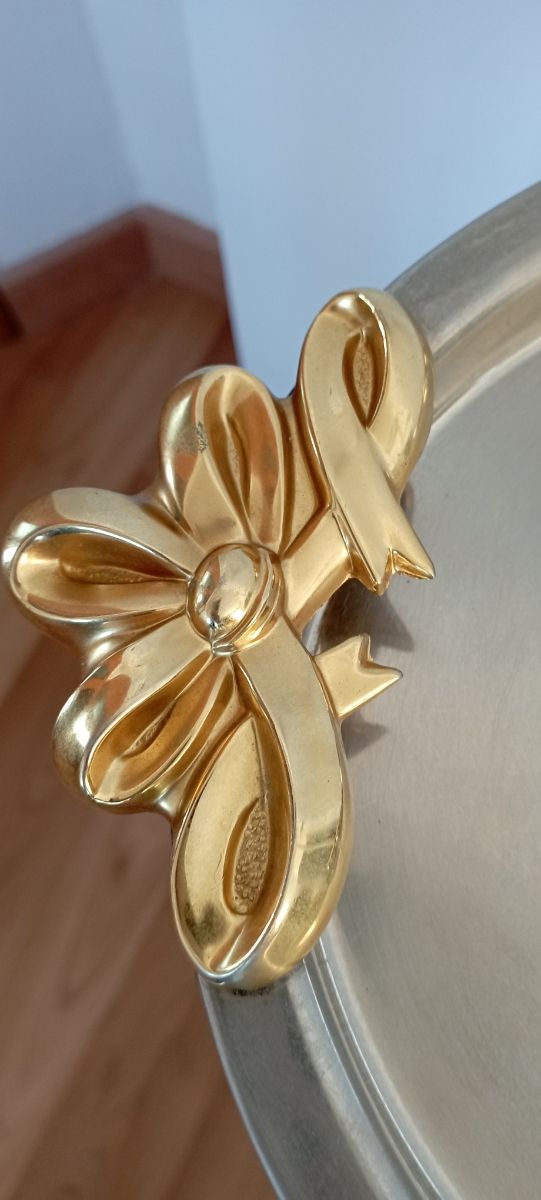 Bandeja vintage plateada con asas