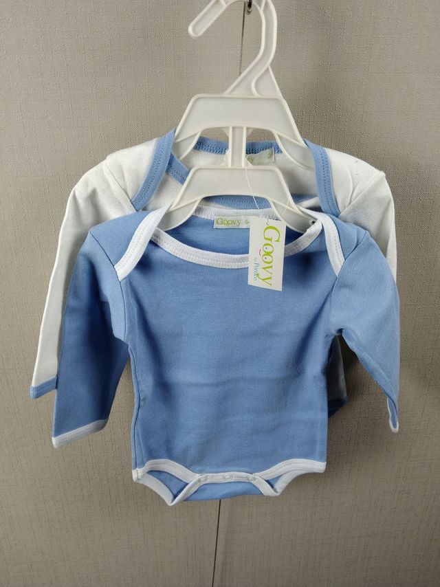 Juego de 2 Bodys azul y blanco recien nacido