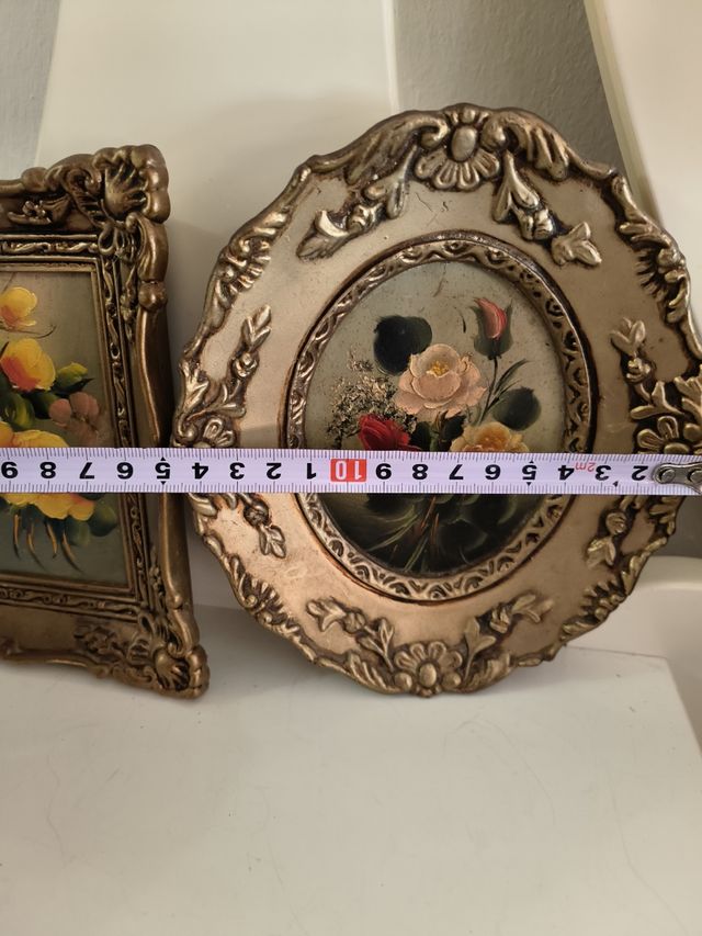 2 cuadros florales. Oleo pintado a mano.