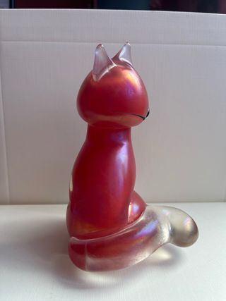 gatto vetro murano rosso iridescente