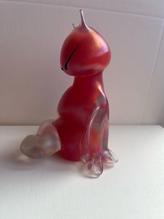 gatto vetro murano rosso iridescente