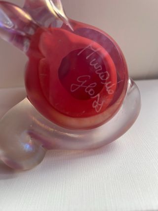 gatto vetro murano rosso iridescente