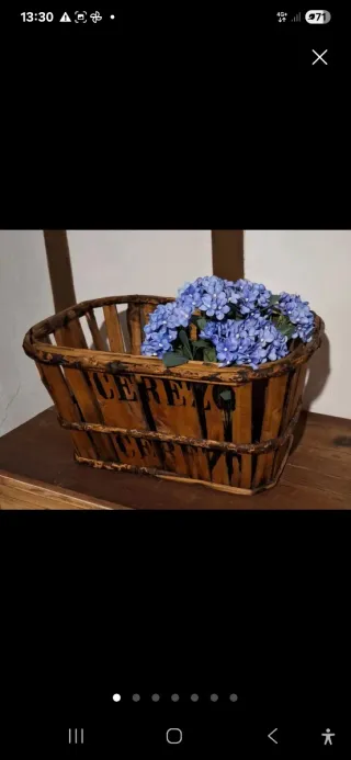 Cajon Antiguo Restaurado + cesta de madera.(15%DES