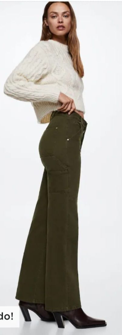 Vaqueros cargo verdes de Mango