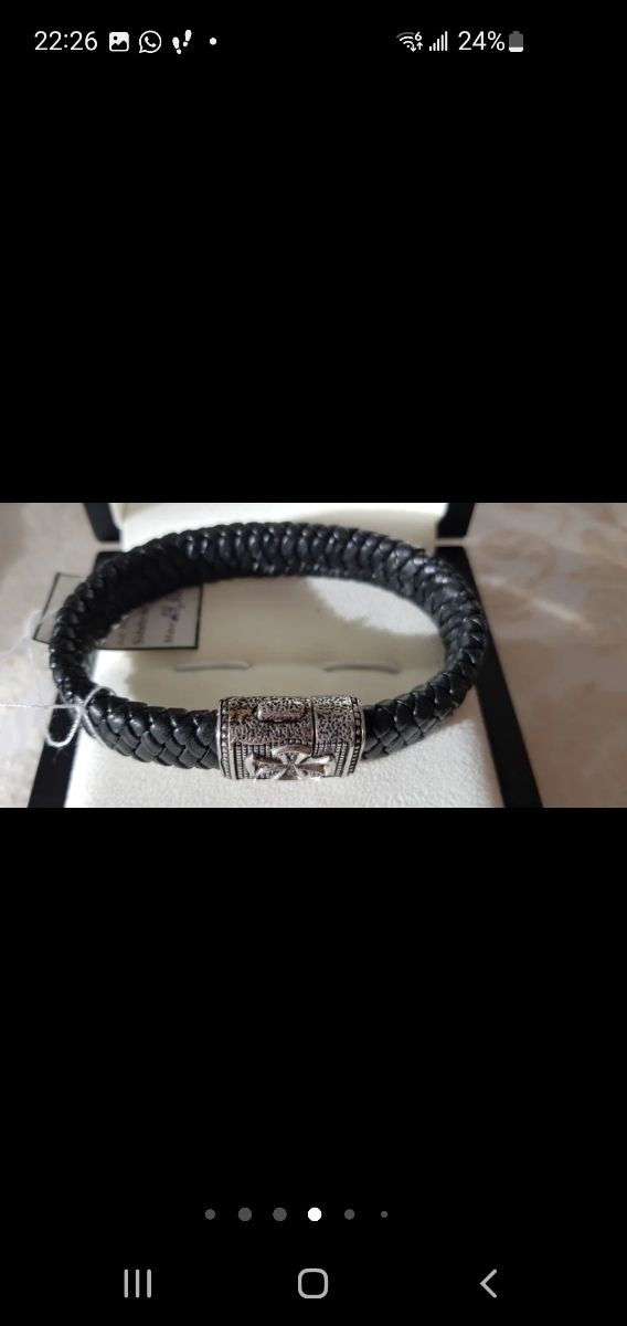 Oferta pulsera unisex plata piel 