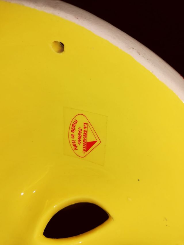 Maschera ceramica gialla pulcinella Made in Italy 