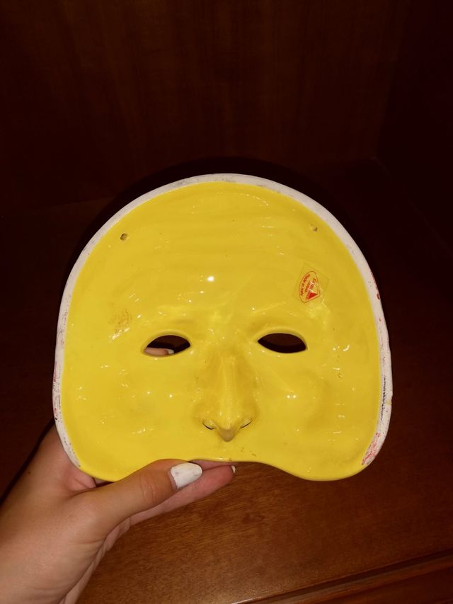 Maschera ceramica gialla pulcinella Made in Italy 