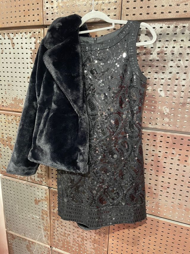 Vestido lentejuelas negro Blanco