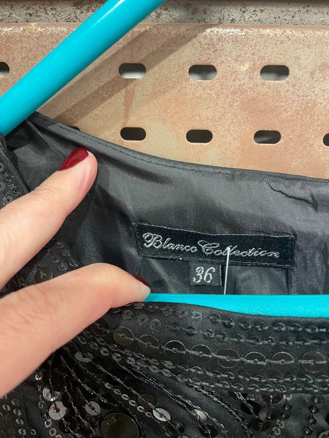 Vestido lentejuelas negro Blanco