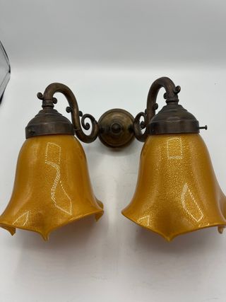 applique 2 luci ottone anticato e murano