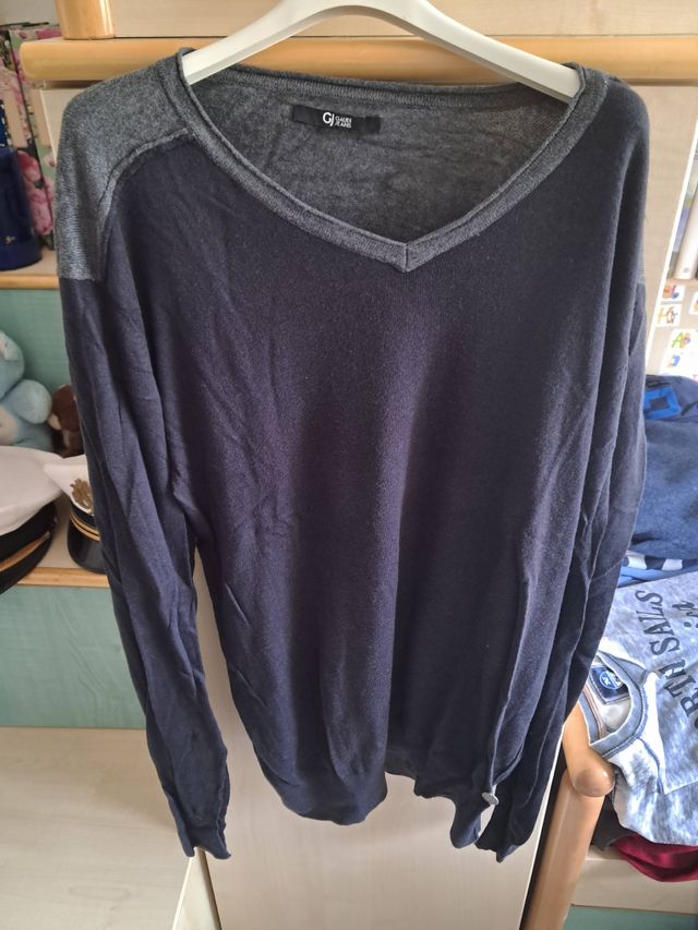 Maglione scollo V due grigi Gaudì XXL