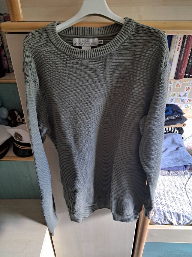 Maglione intrecciato girocollo verde militare H&M