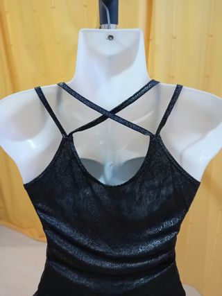 Conjunto de Top+Liguero negro-brillante