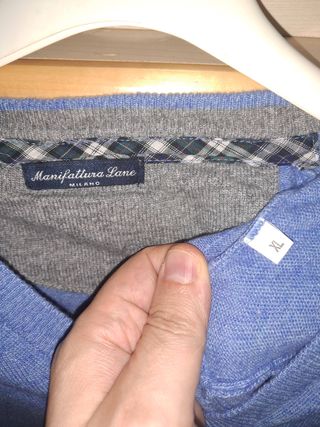 Maglione scollo V azzurro Manifattura Lane XL