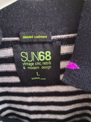 Maglione a strisce blu grigio colletto Sun 68 L