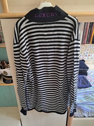 Maglione a strisce blu grigio colletto Sun 68 L