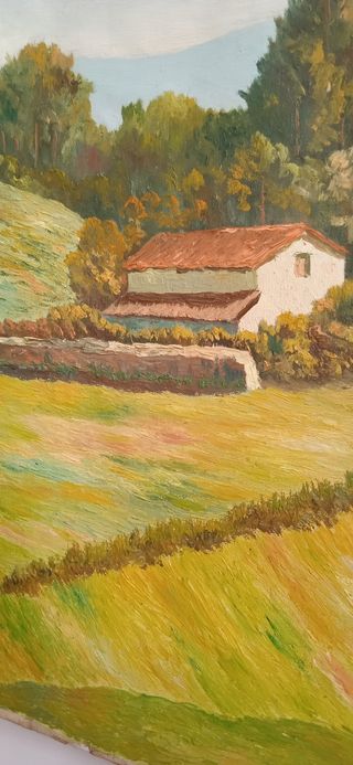 Oleo antiguo pintor gallego