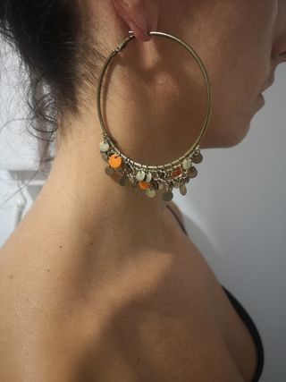 Pendientes aro abalorios 
