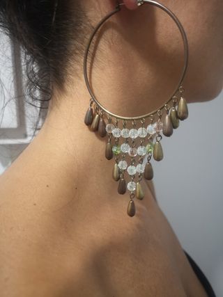 Pendientes aro abalorios 
