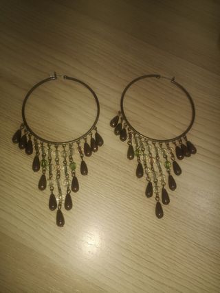 Pendientes aro abalorios 