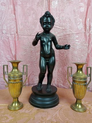 Imagen Antiguo Niño Jesús de Bronce 43CMS