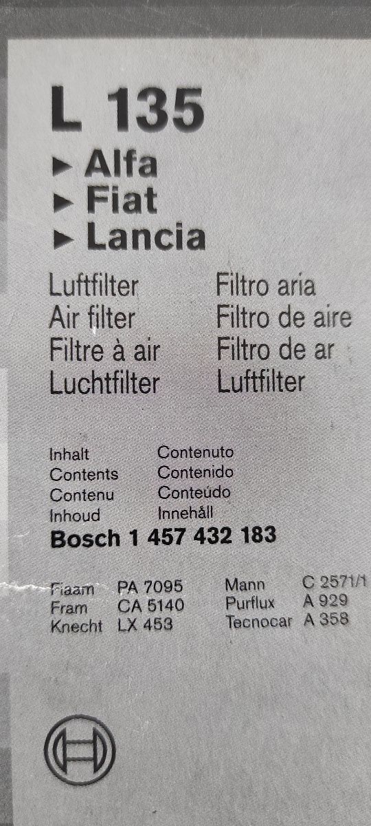 Filtro aria Bosch alfa fiat e lancia