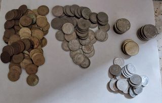 Monedas de pesetas,1,5,25,50,100,200,500