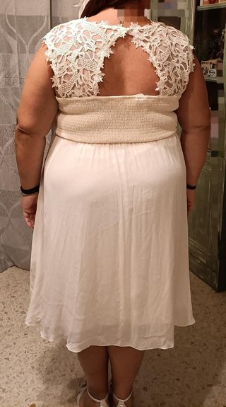 Vestido novia corto, talla grande 54