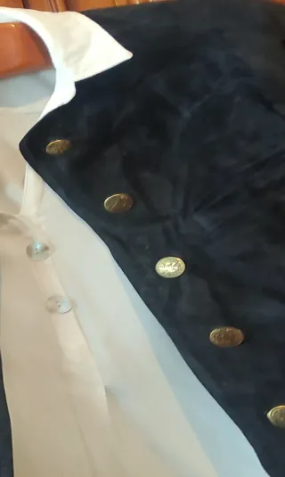 Chaqueta de piel ante  marino con cuello astracán