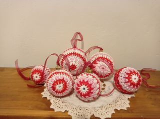 Juego 6 Bolas Navidad Crochet