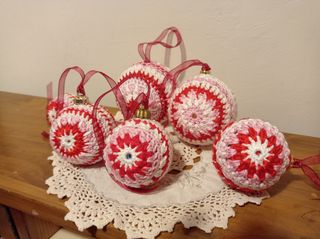 Juego 6 Bolas Navidad Crochet