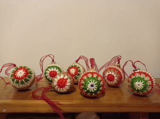 Juego 7 bolas Navidad Crochet