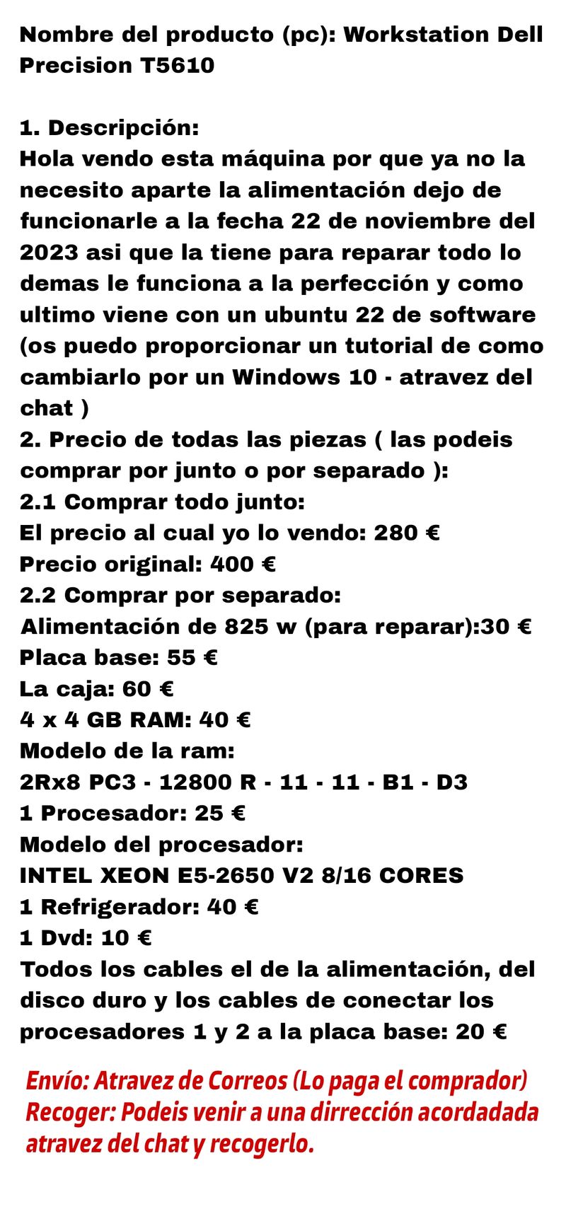 PC Workstation Dell Precision T5610  Precio rebaja afbeelding 2