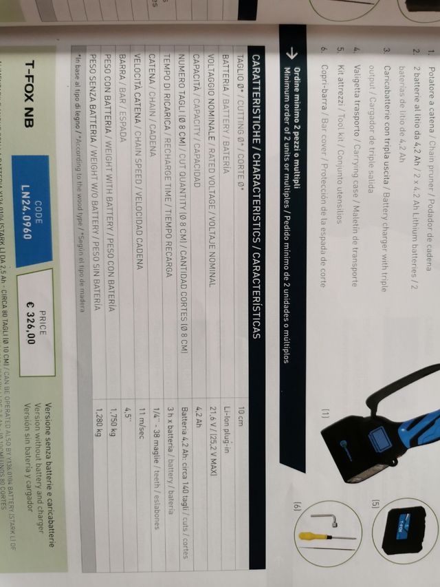 Motosierra a batería