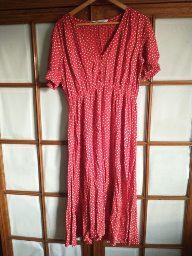 Vestido Zara lunares, algodón, largo, L