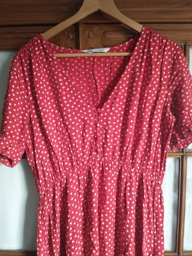 Vestido Zara lunares, algodón, largo, L