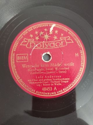 Disco pizarra 78rpm Lale Andersen