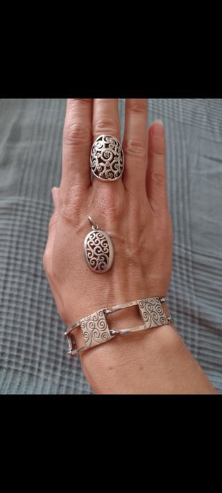 pulsera, anillo, colgante plata filigranas 