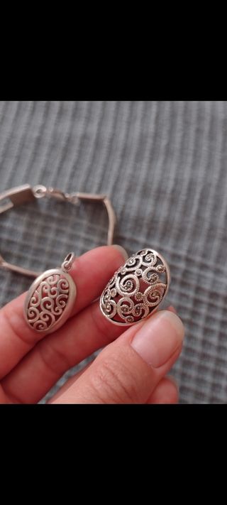 pulsera, anillo, colgante plata filigranas 