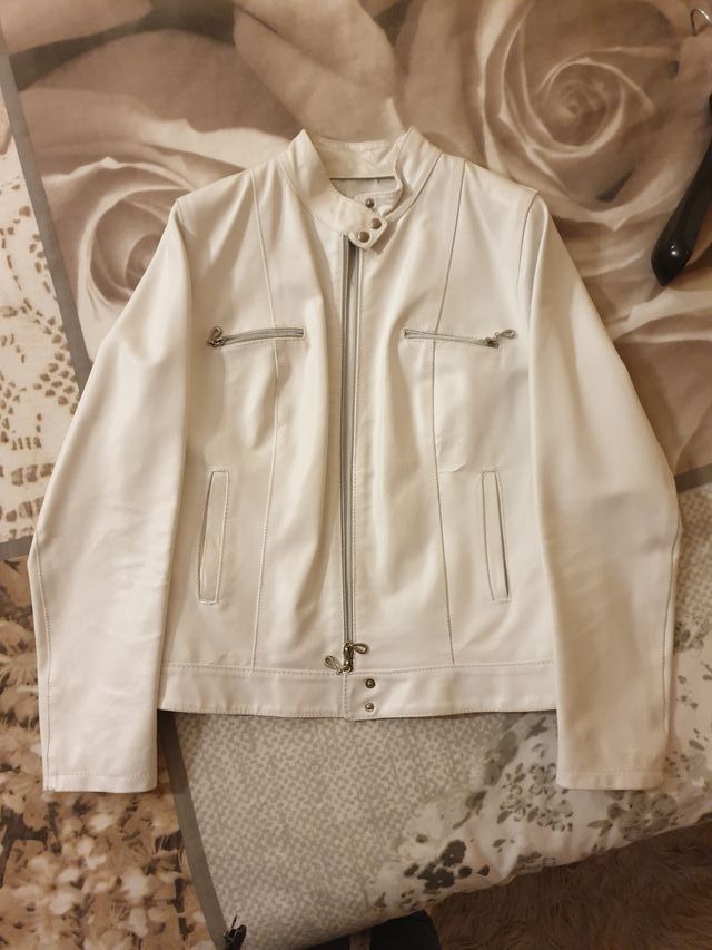Giacca pelle bianca